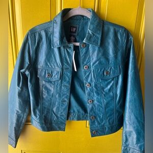 Y2K CHIC GAP Women's Vibrant Blue Leather Jacket